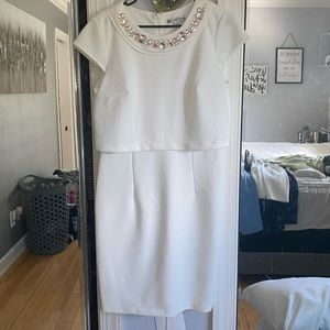 Beaded neck line faux two piece dress